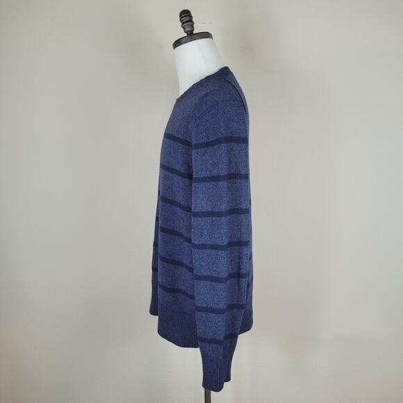 Banana Republic Sweater Men Large Blue Navy Stripes Wool Blend Crewneck Filpucci - Picture 5 of 9